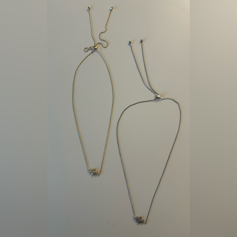 Two Kendra Scott Adjustable Choker Necklaces 1 Silver 1 Gold